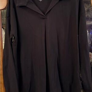Eileen Fisher Size S Black Long Sleeve Shirt 93% organic cotton-7% spandex